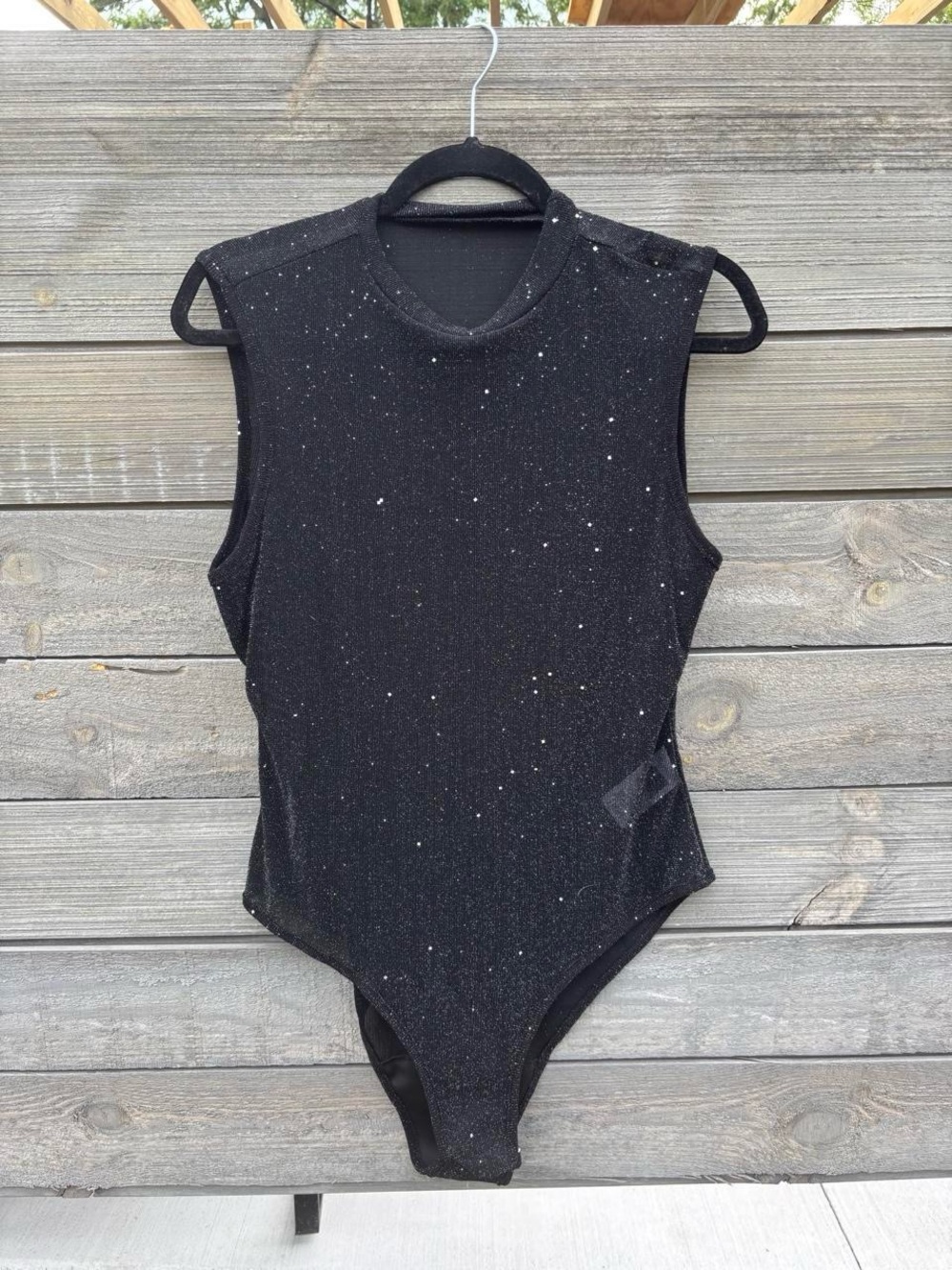 Black Sheer Sparkle Women’s One-Piece Bodysuit